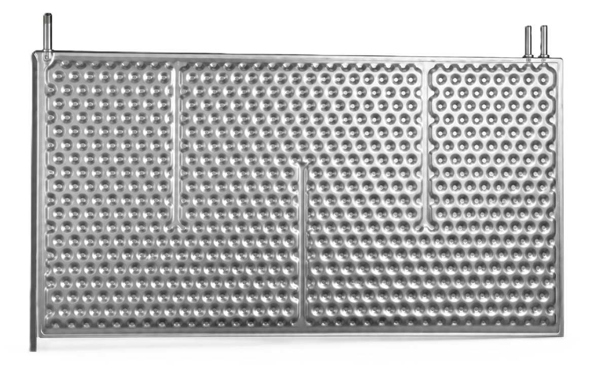 Double embossed Temp-Plate immersion panel suspended inside a process tank